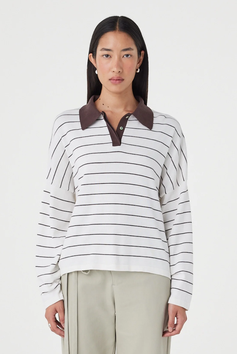Zia Tie Knit Jersey - Cream & Espresso