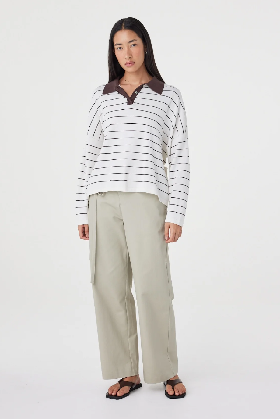 Zia Tie Knit Jersey - Cream & Espresso