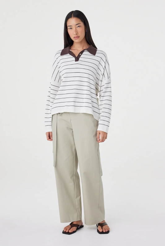 Zia Tie Knit Jersey - Cream & Espresso