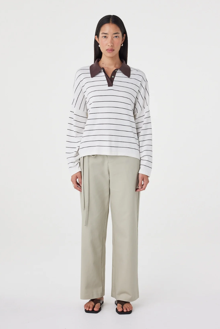 Zia Tie Knit Jersey - Cream & Espresso
