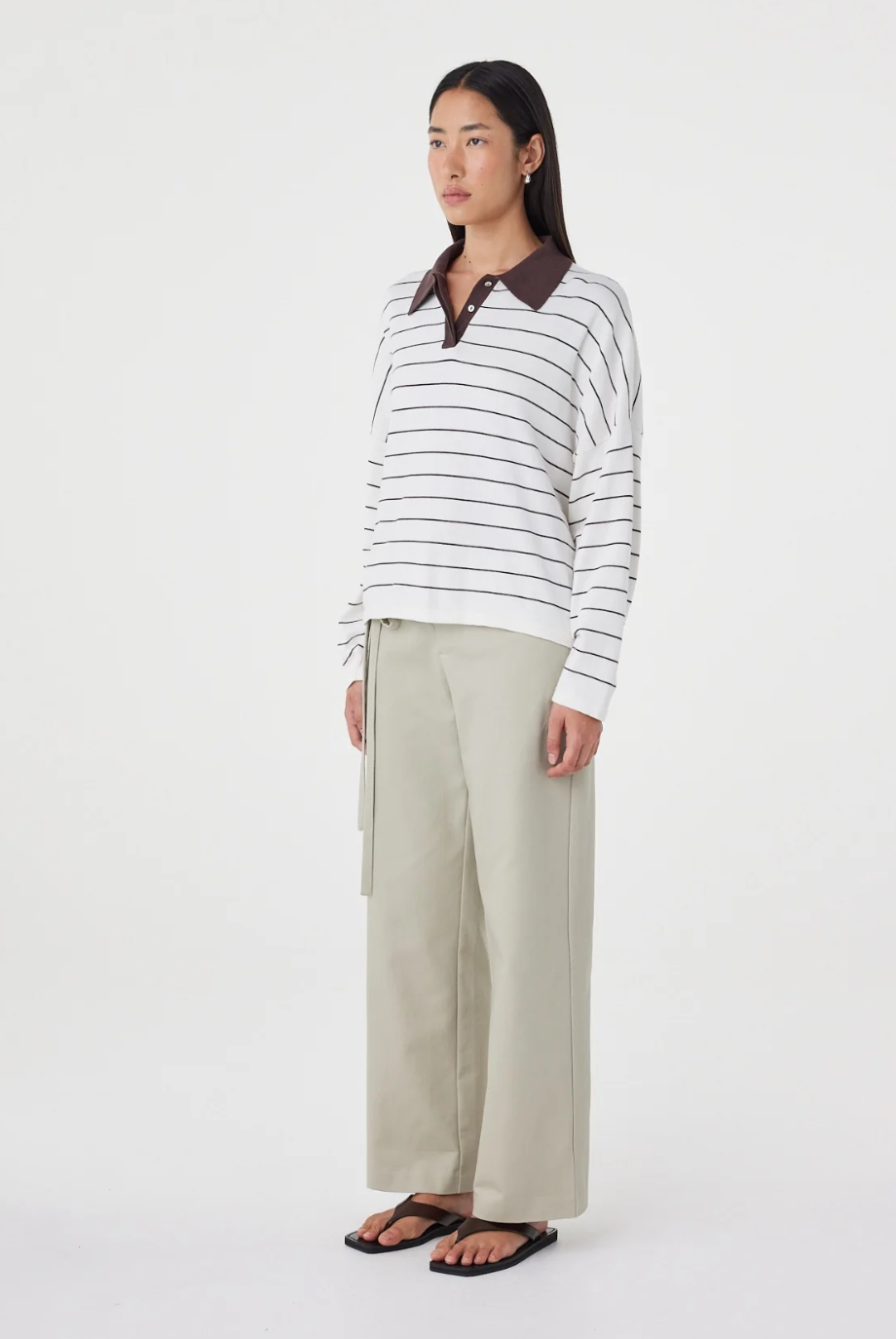 Zia Tie Knit Jersey - Cream & Espresso