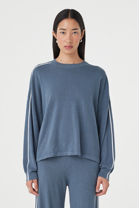 Pippa Long Sleeve Tee - Storm & Cream