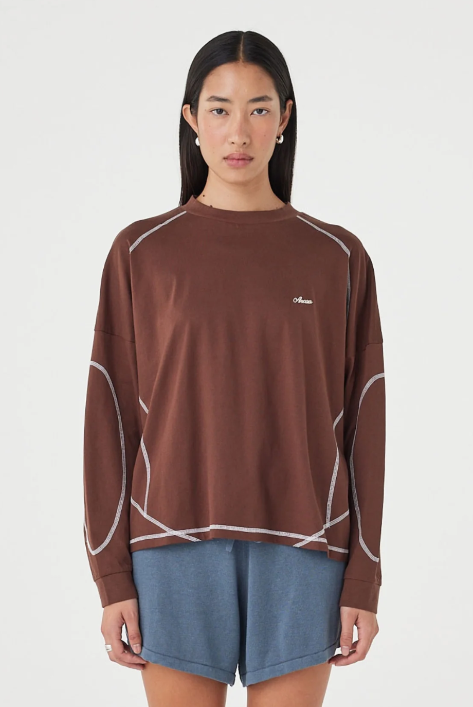 Kesh Longsleeve Top - Espresso & Cream