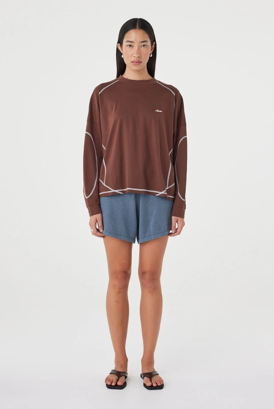 Kesh Longsleeve Top - Espresso & Cream