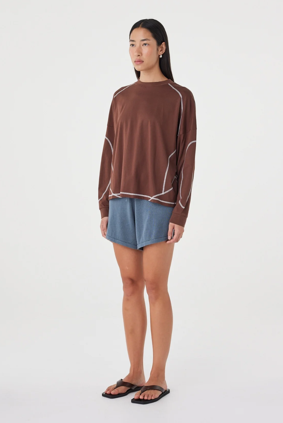 Kesh Longsleeve Top - Espresso & Cream