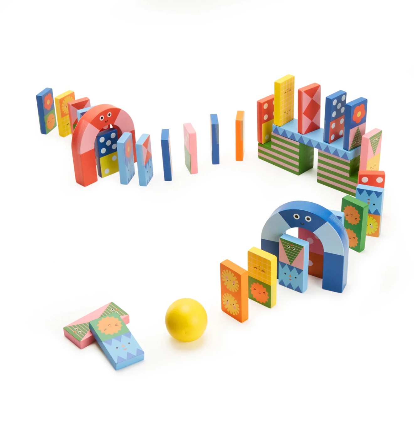 Topple Twist Dominoes - Multi Coloured
