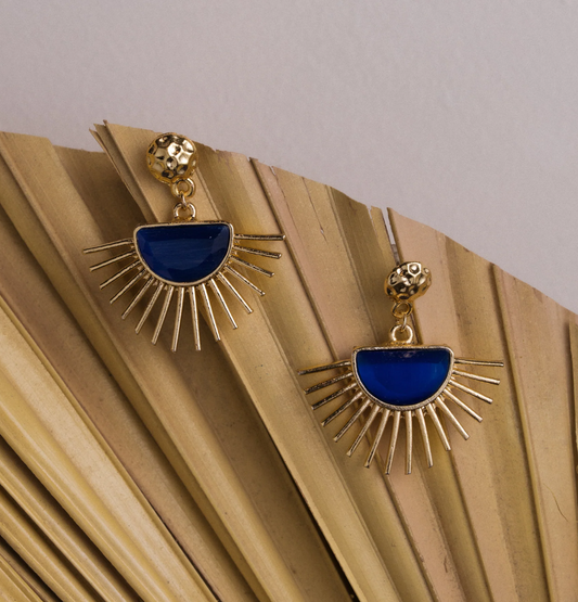 Sunray Drop Earrings - Dark Blue