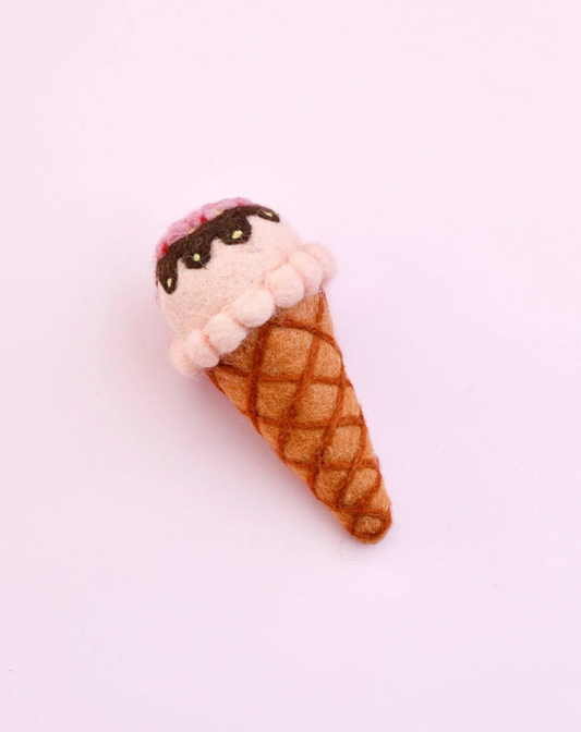 Felt Ice Cream Cone - Strawberry Sorbet