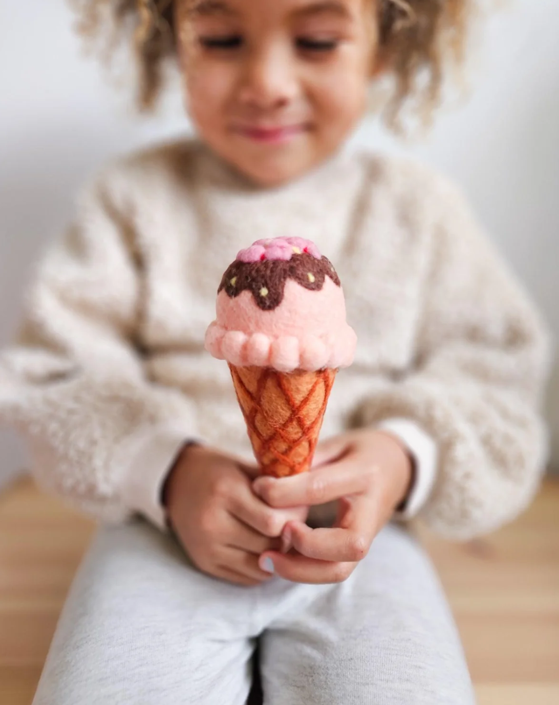 Felt Ice Cream Cone - Strawberry Sorbet