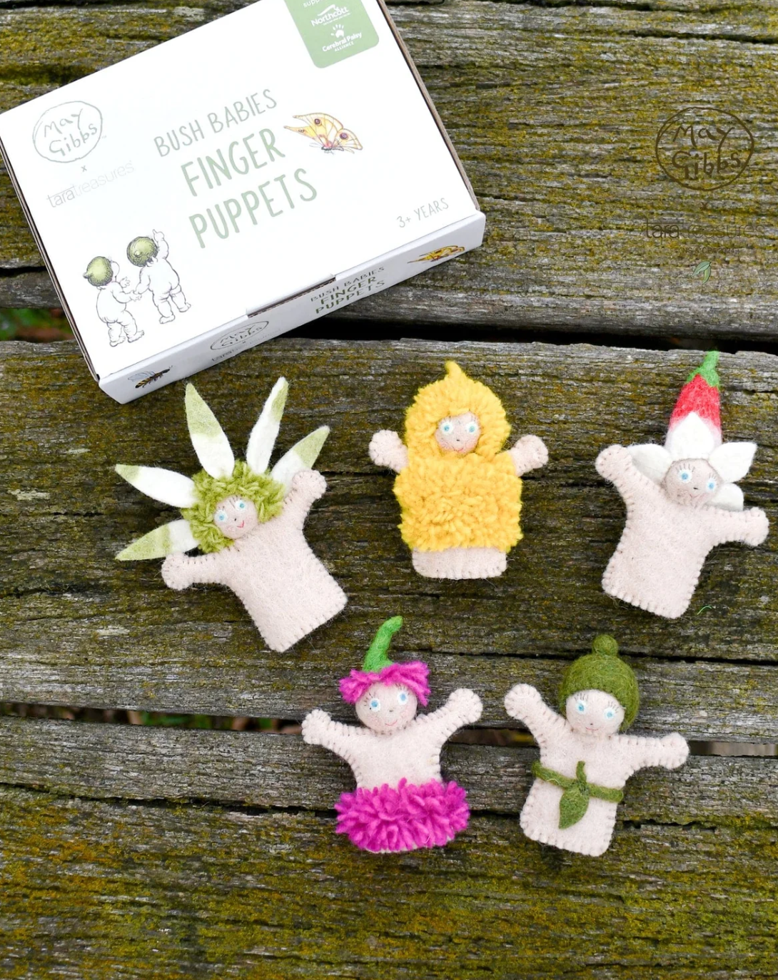 May Gibbs x Tara Treasures Bush Babies - Felt Finger Puppet Set