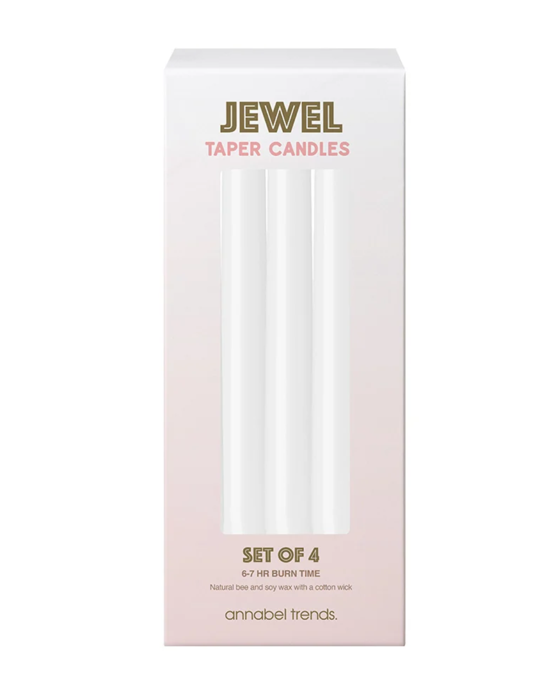 Tall Taper Dinner Candles - White - Set of 4