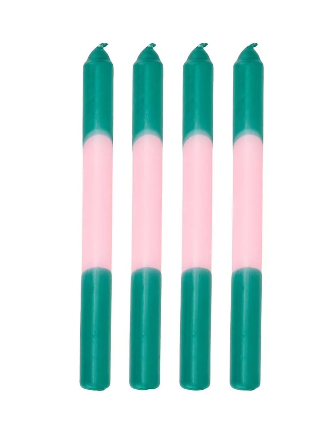 Two Tone Dipped Dinner Candles - Green & Pink