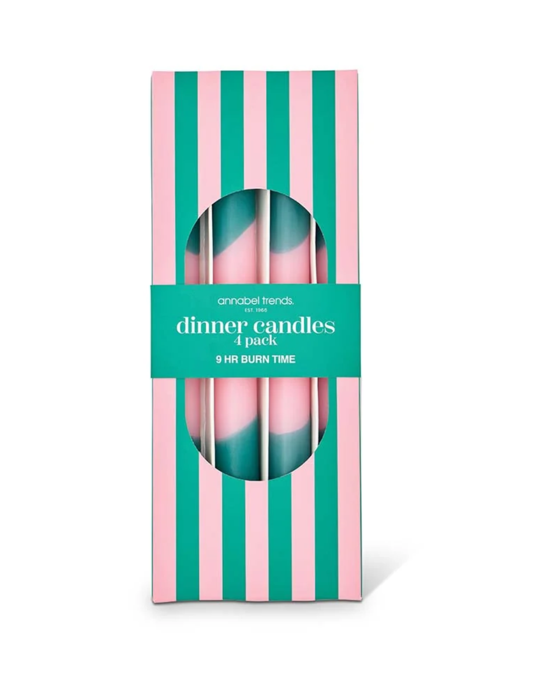 Two Tone Dipped Dinner Candles - Green & Pink