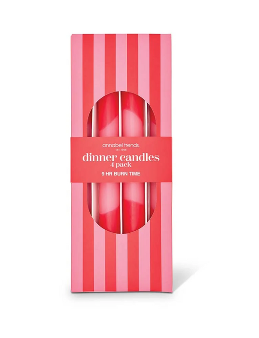 Two Tone Dipped Dinner Candles - Red & Pink