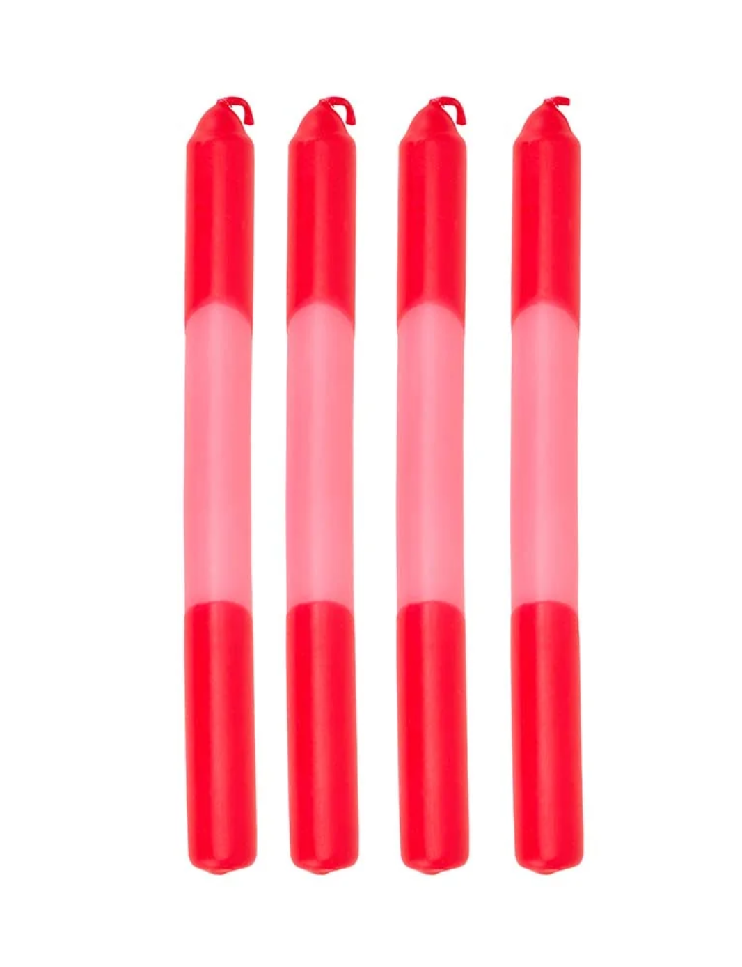 Two Tone Dipped Dinner Candles - Red & Pink