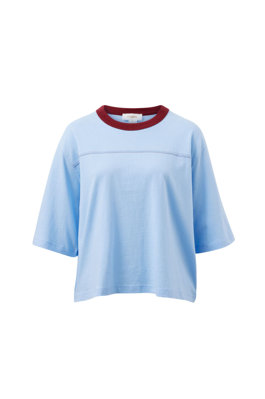 Devon Slouchy Seam Tee - China Blue