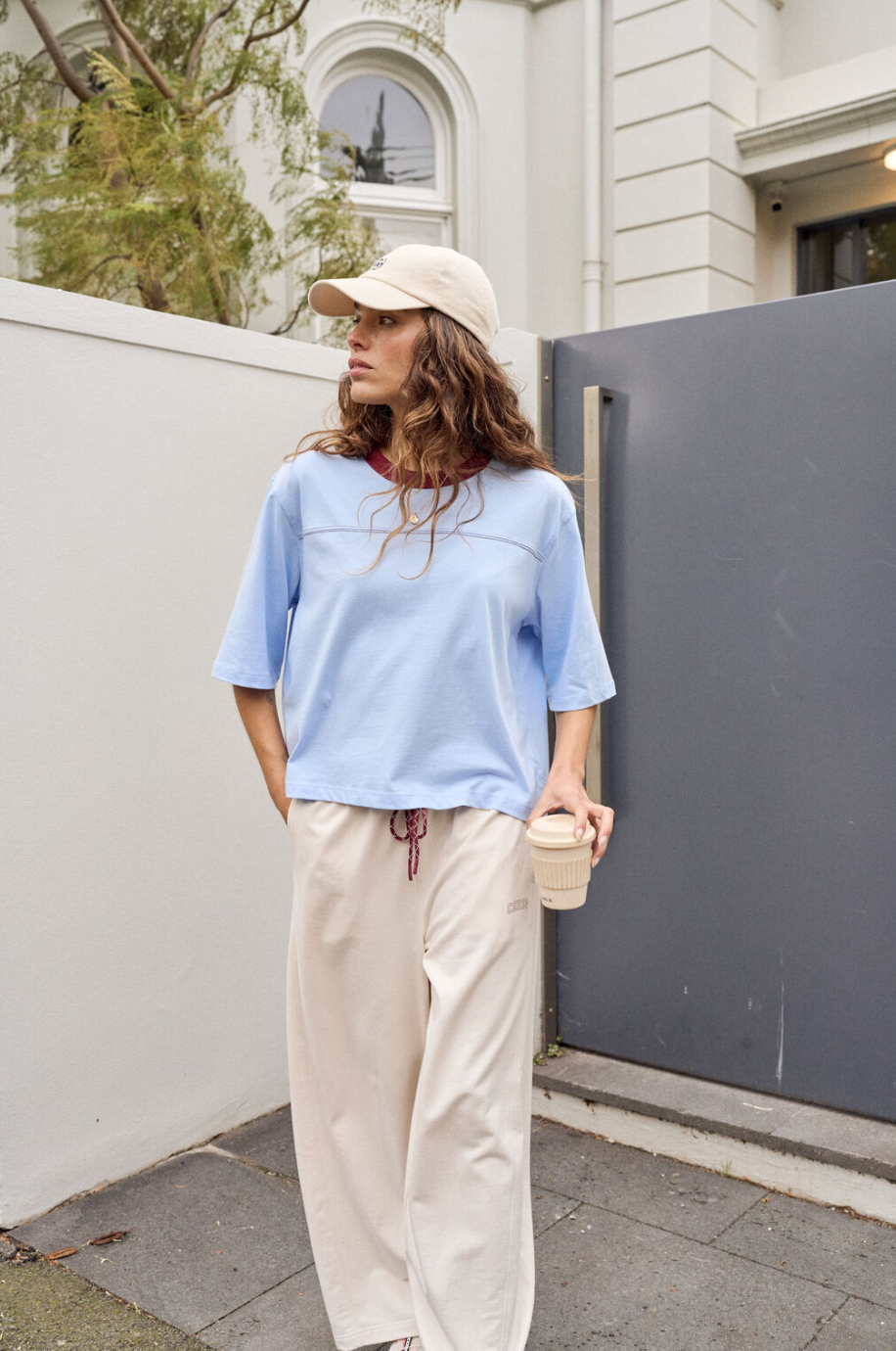 Devon Slouchy Seam Tee - China Blue