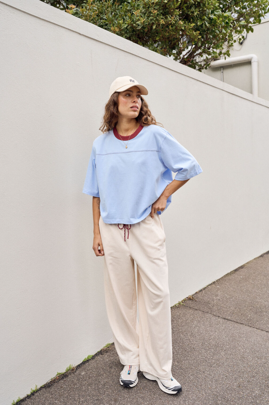 Devon Slouchy Seam Tee - China Blue