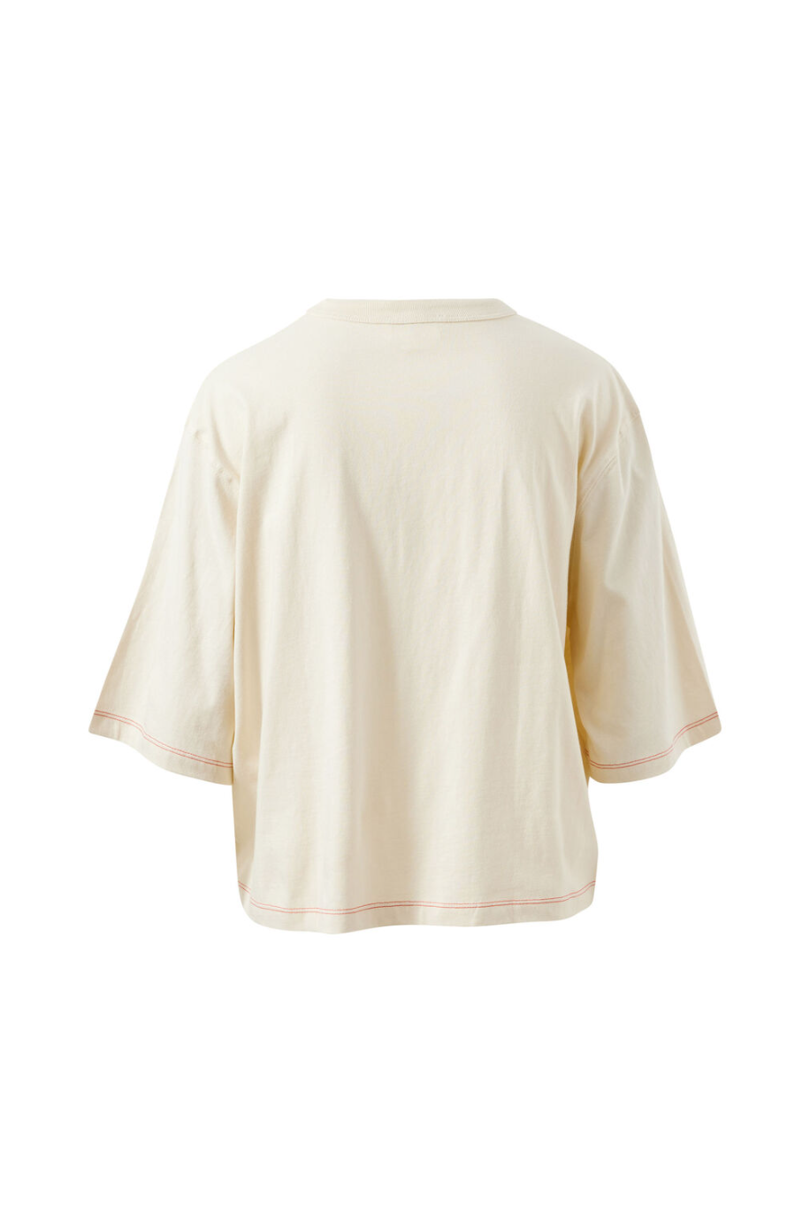 Devon Slouchy Seam Tee - Buff/Red Stitch