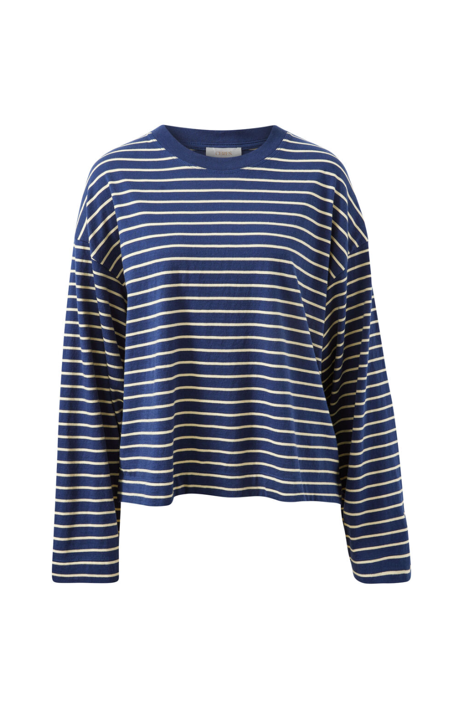 Beau Long Sleeve Slouchy Tee - Heritage Navy/Marshmallow Stripe