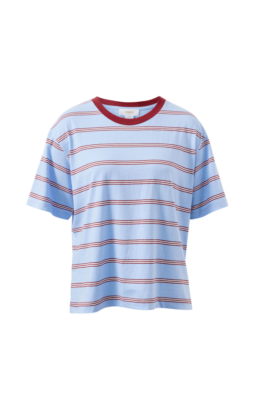 Stevie Slouchy Tee - China Blue/Mulburry White Stripe