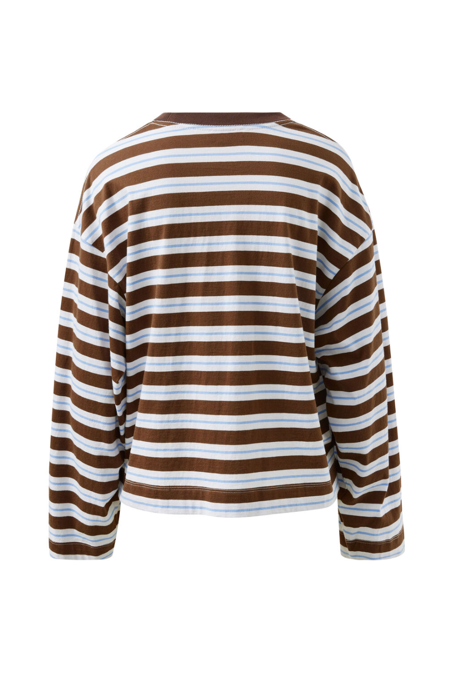 Beau Long Sleeve Slouchy Tee - Cocoa Sky Blue Stripe