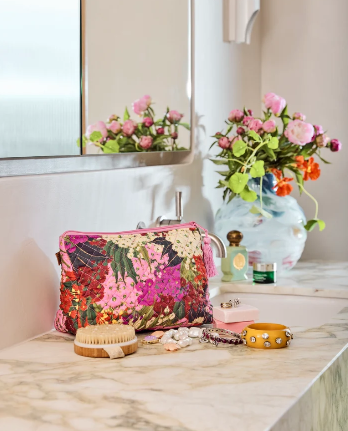 Australian Bush Blossom Quilted Cotton Toiletries Purse