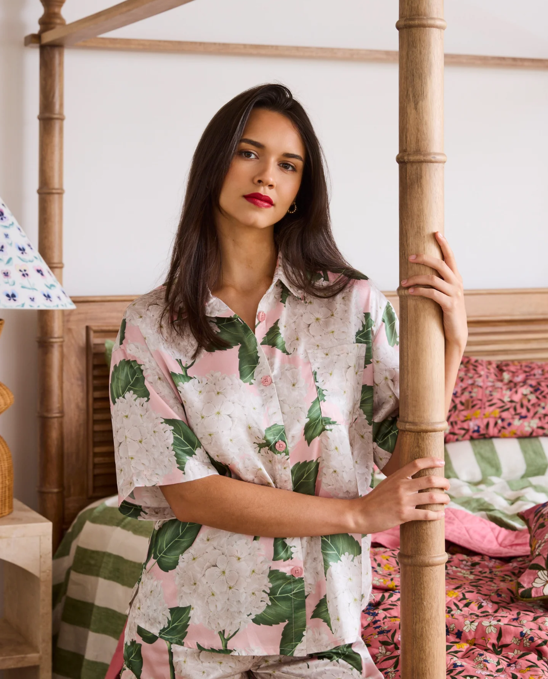 Hydrangea Pink Adult Eco Satin PJ Set - Various Sizes