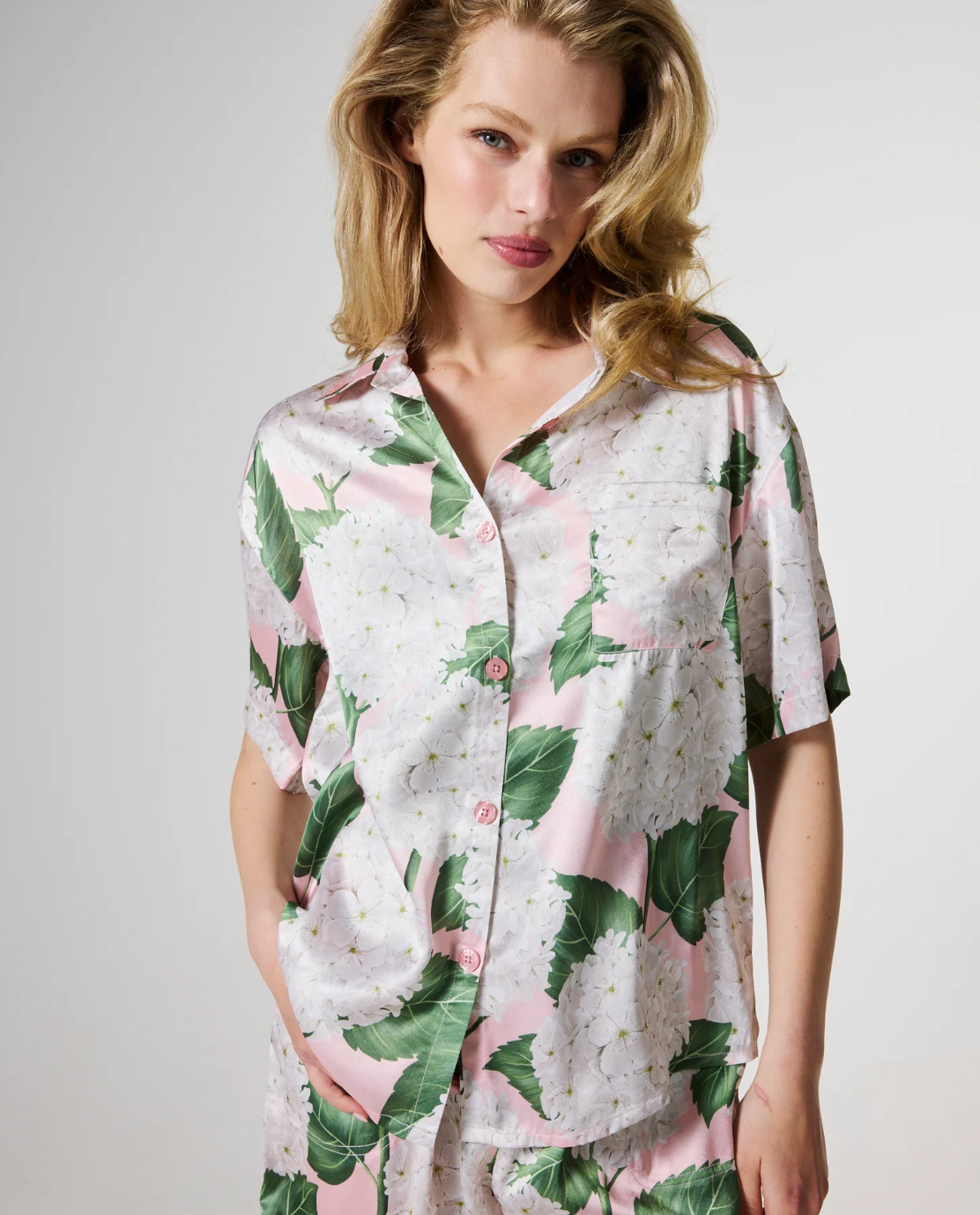 Hydrangea Pink Adult Eco Satin PJ Set - Various Sizes