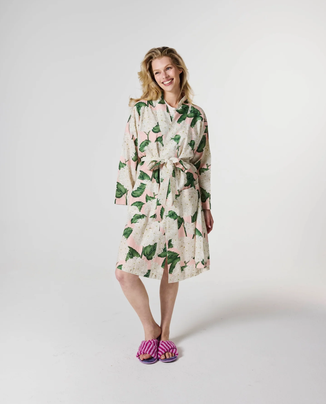 Hydrangea Pink Linen Robe - Various Sizes