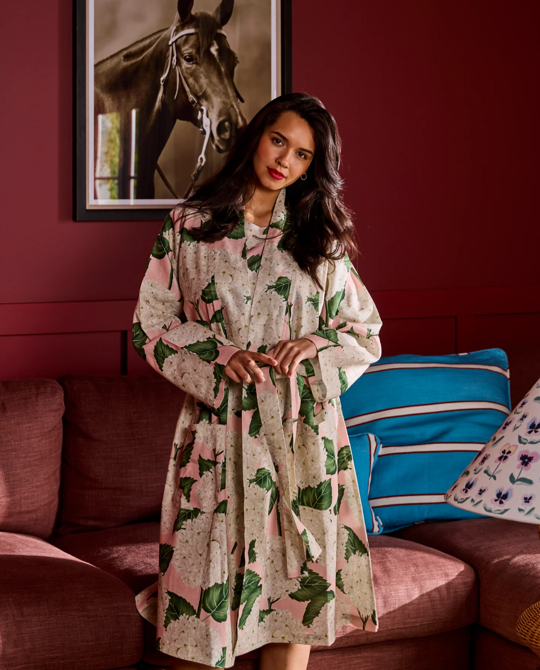 Hydrangea Pink Linen Robe - Various Sizes