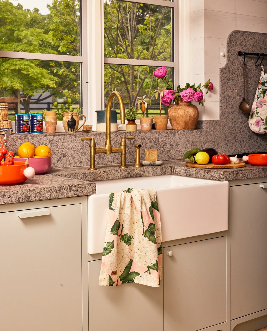 Hydrangea Pink Tea Towel