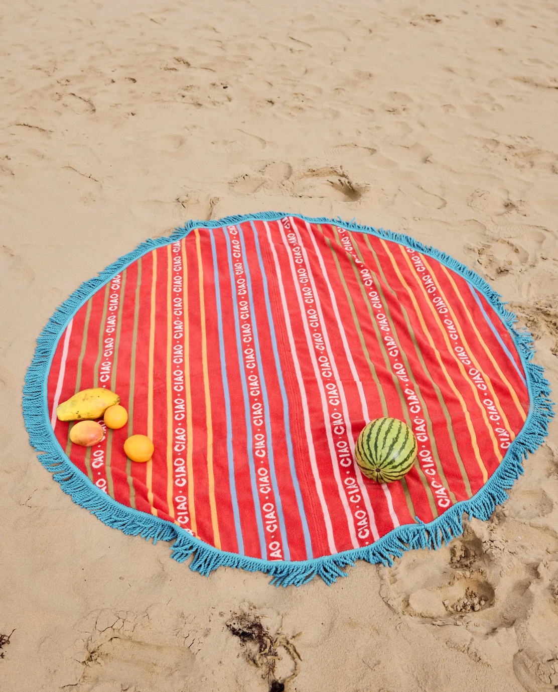 Ciao Stripe Terry Round Beach Towel