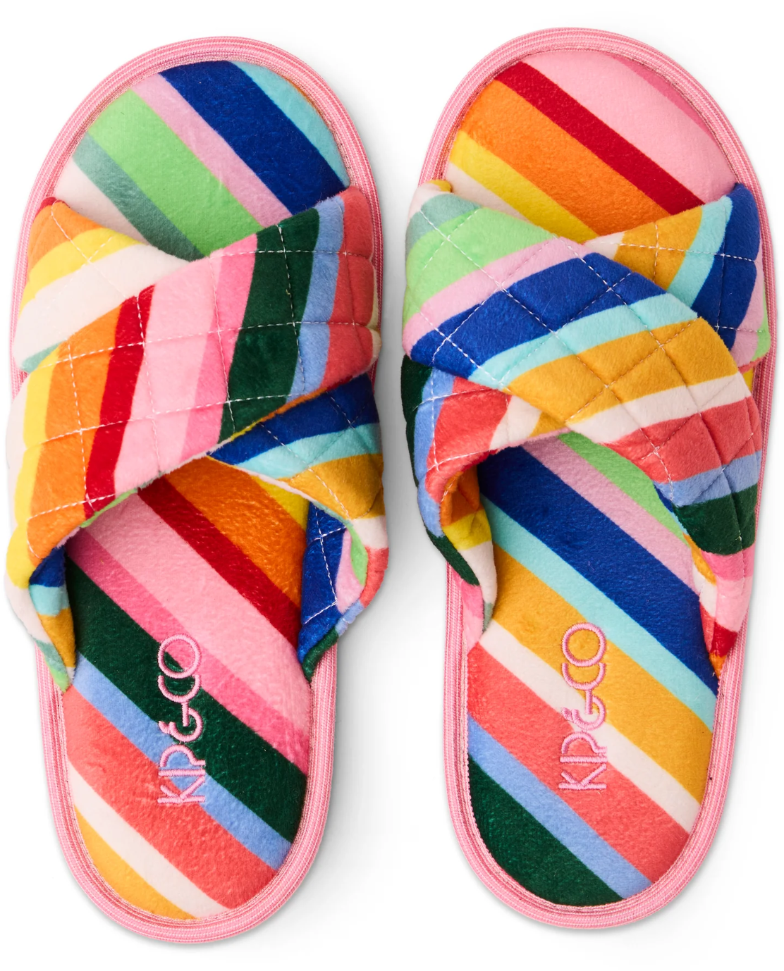 Fete Diagonal Stripe Quilted Adult Slippers - Various Sizes