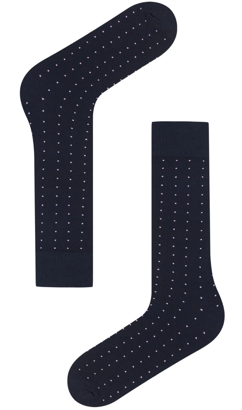 Navy Blue with Pink Dots Socks