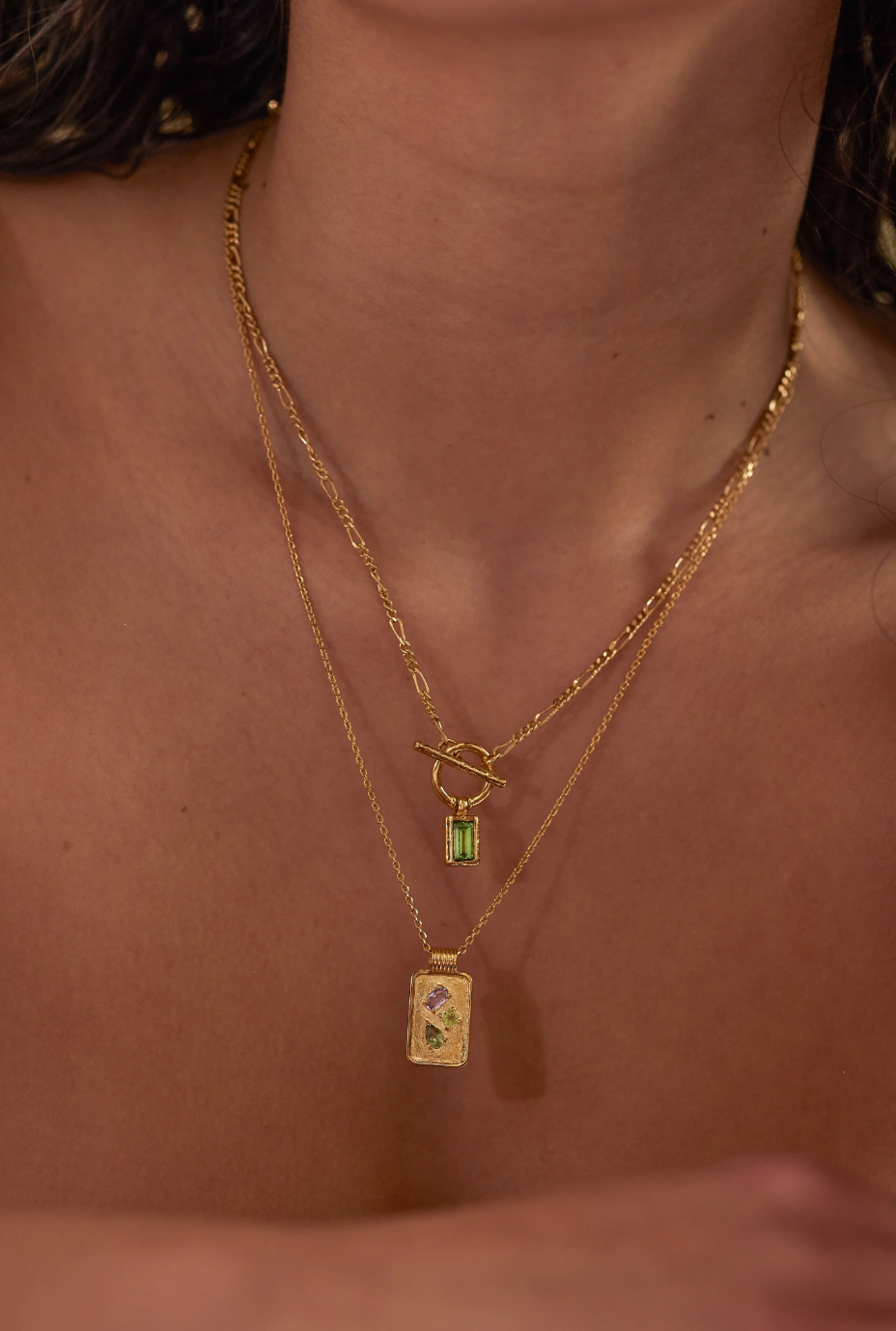 Apatite Gold Toggle Necklace