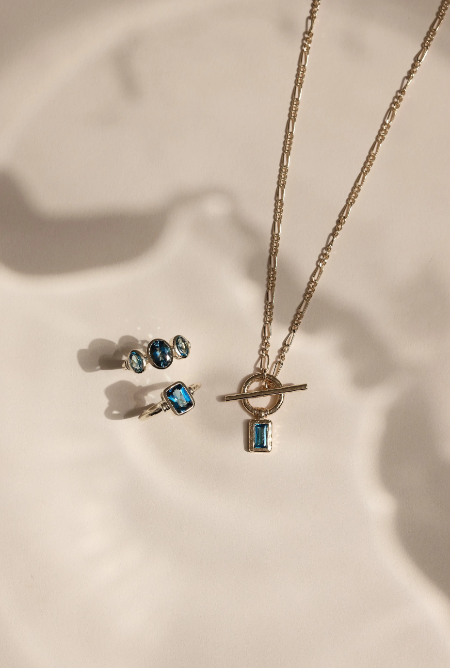 Blue Topaz Gold Toggle Necklace