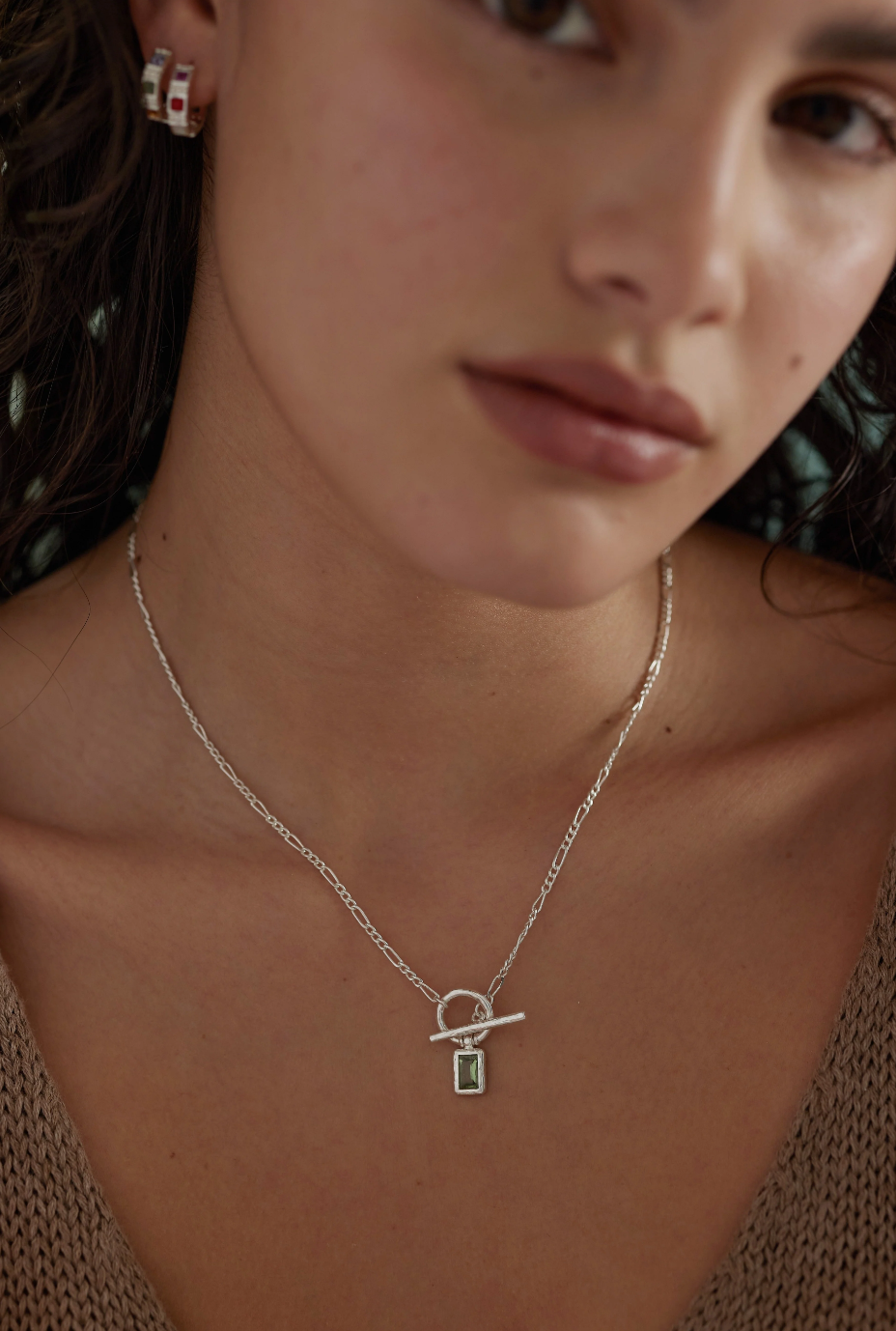 Apatite Silver Toggle Necklace