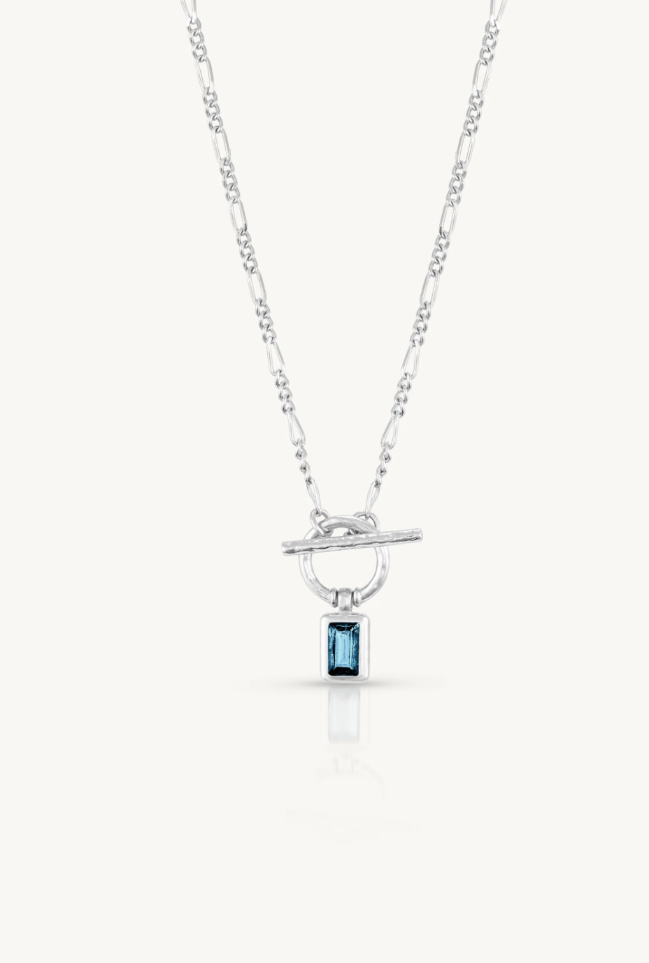 Blue Topaz Silver Toggle Necklace
