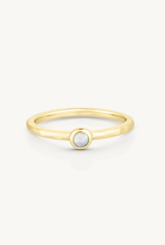Petite October Opal Gold Stacker