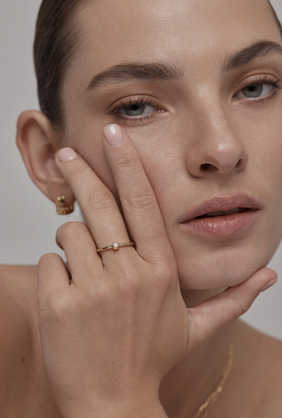 Petite October Opal Gold Stacker