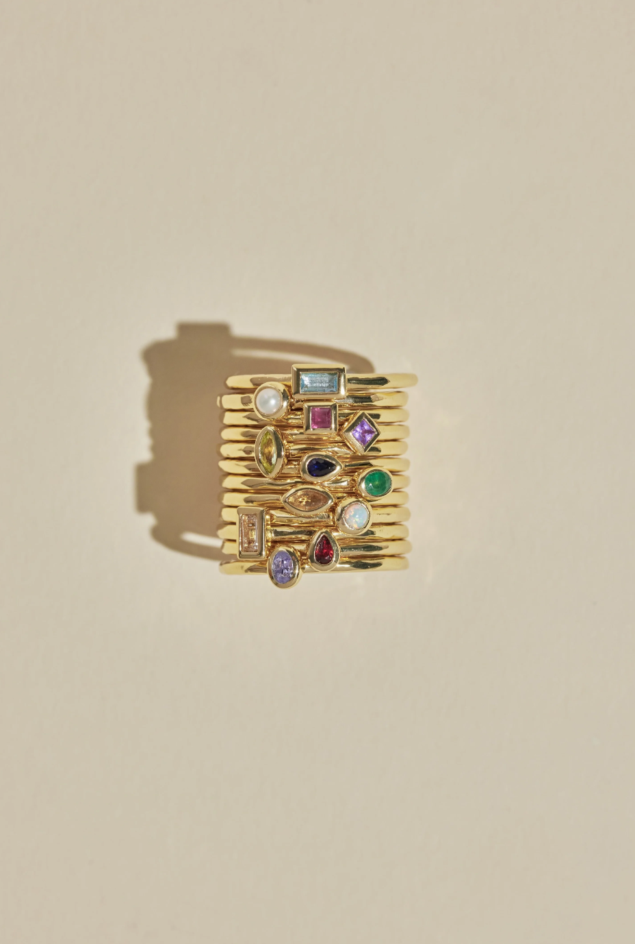 Petite October Opal Gold Stacker