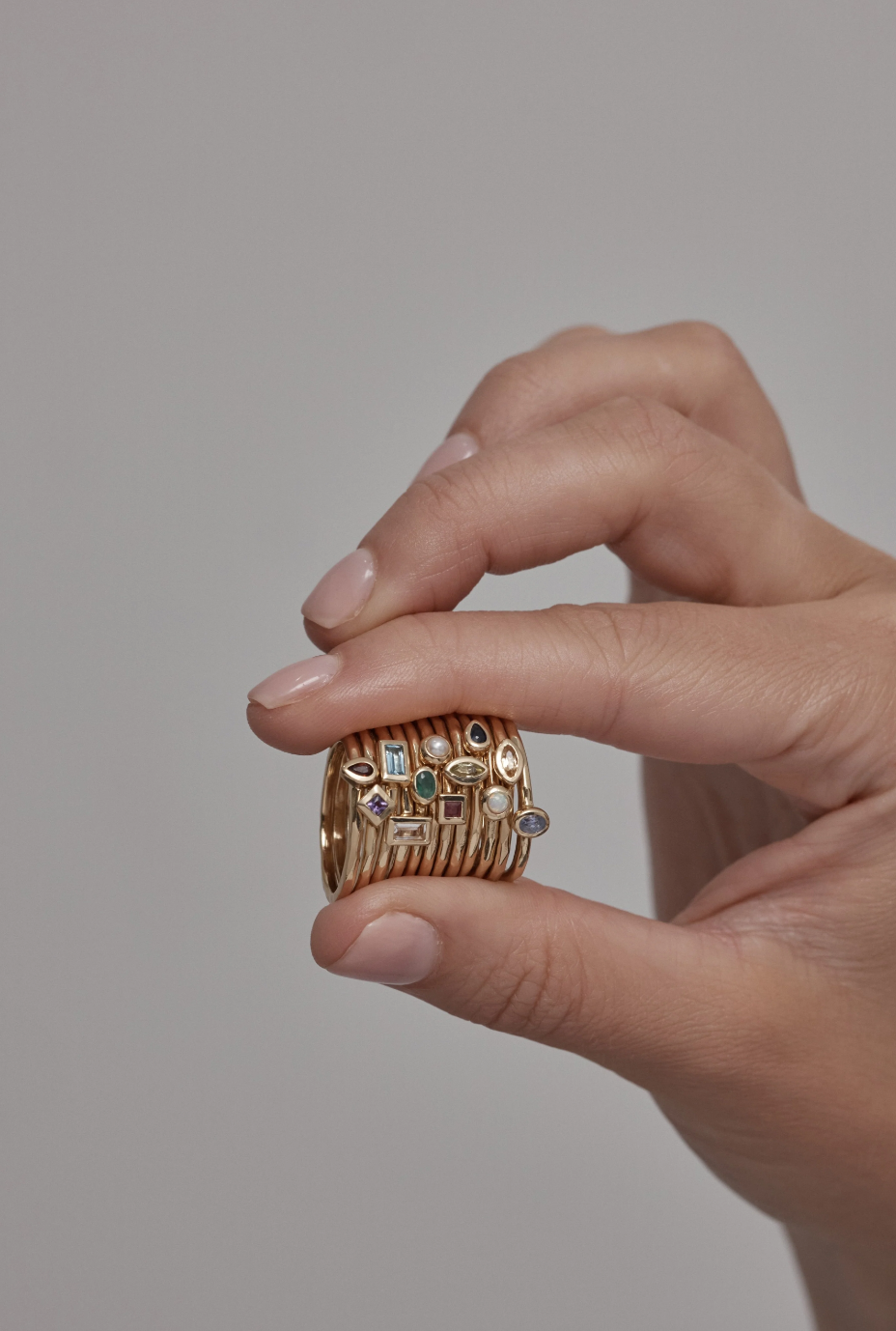 Petite October Opal Gold Stacker