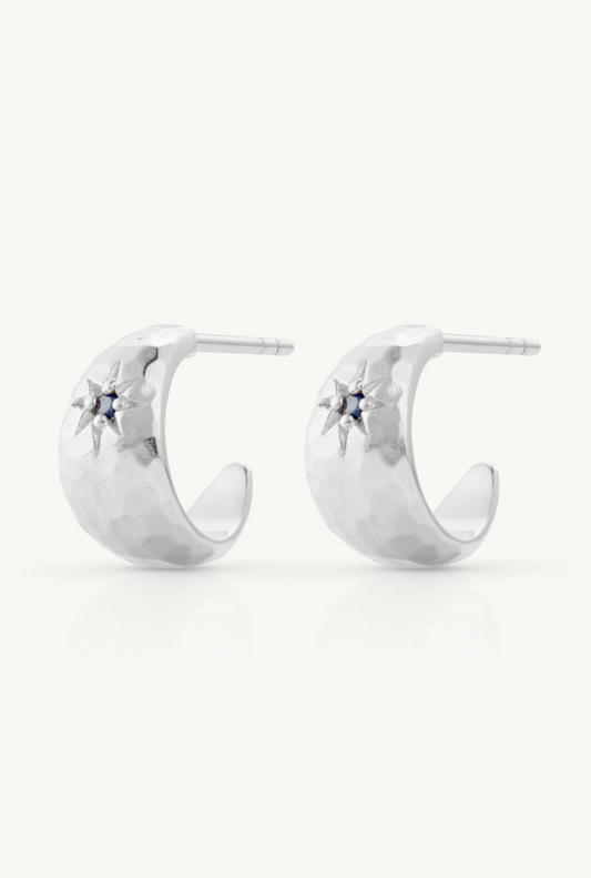 Mia Baby Sapphire Silver Hoops