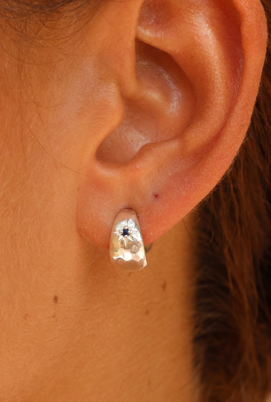 Mia Baby Sapphire Silver Hoops