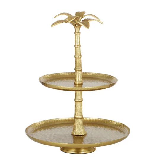 Kona Metal 2-Tier Serve Stand - Gold