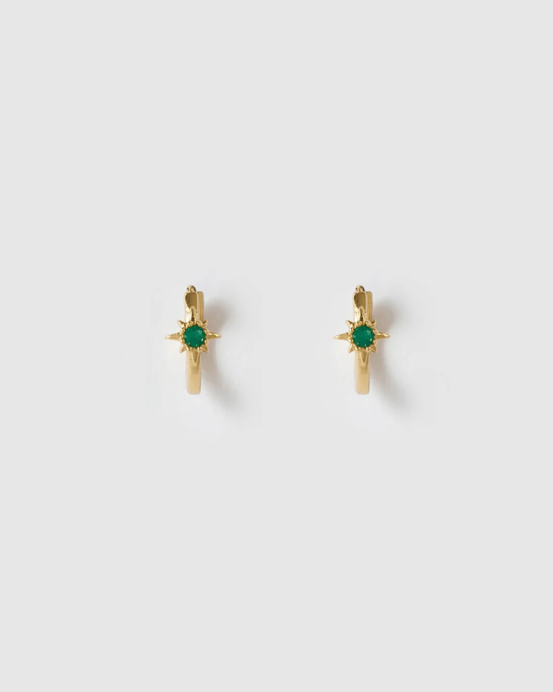 Nova Gold Huggie Earrings - Emerald