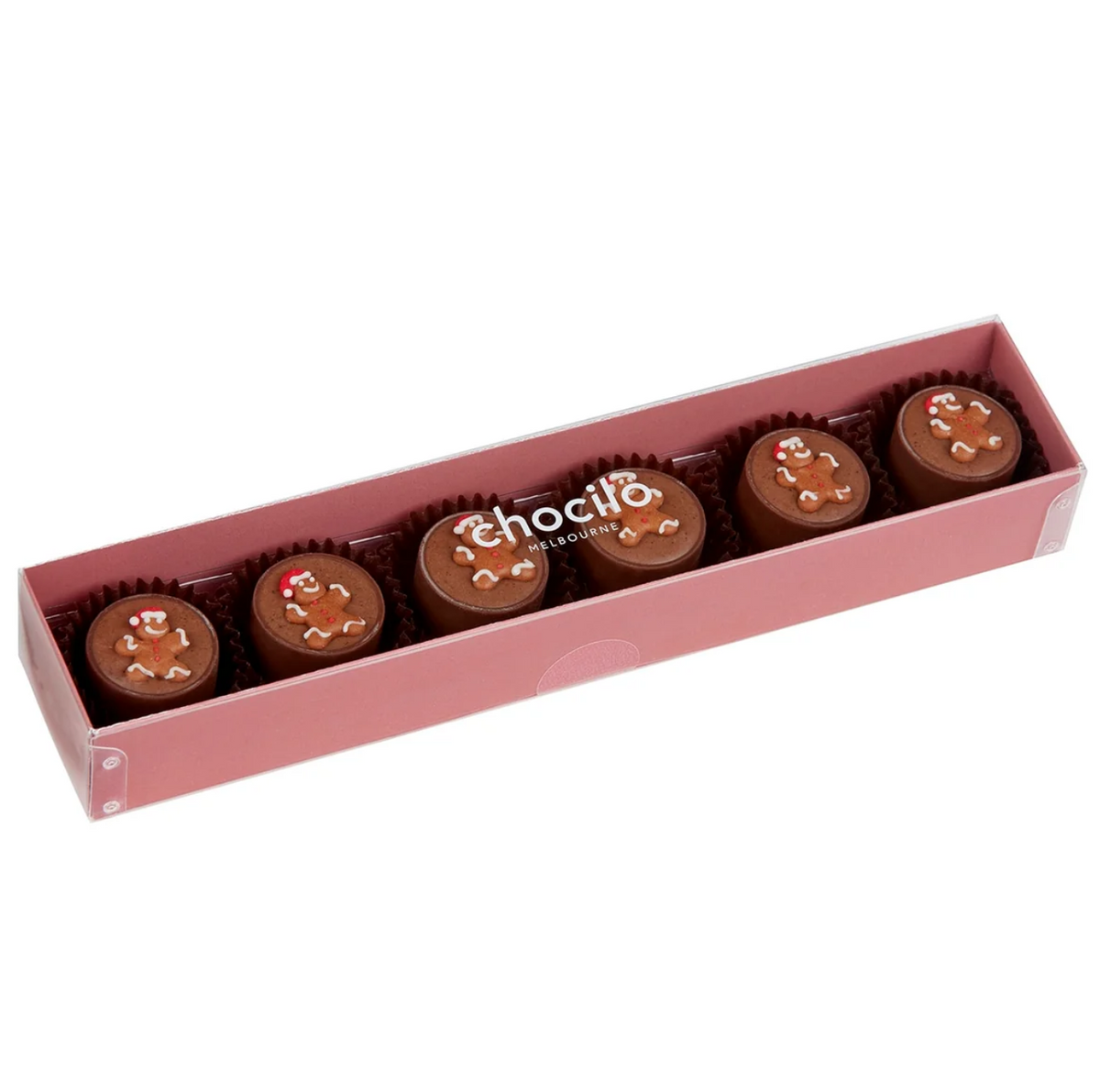 6 Pack Christmas Gingerbread Milk Chocolates Gift Box - 80g