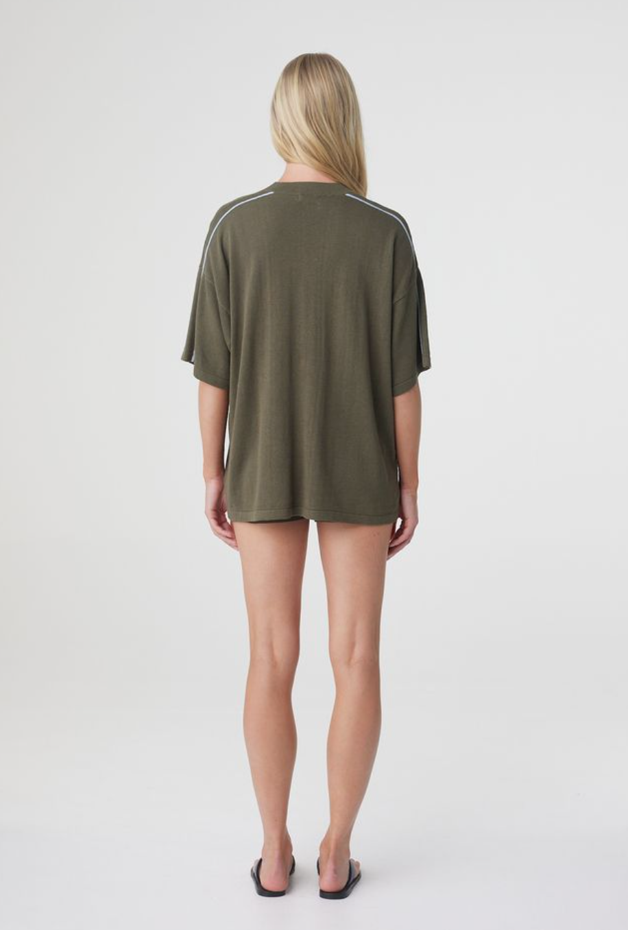 Pippa Oversized Tee - Smokey Olive & Dusk Blue