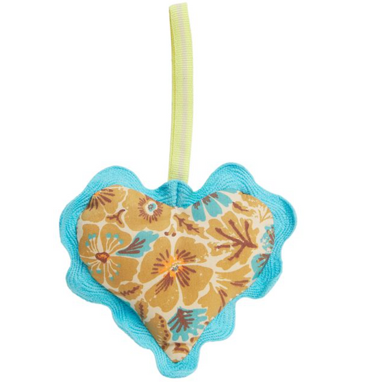 Magnolia Cotton Heart Decoration - Turquoise